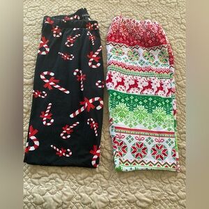 Festive Candy Cane and Holiday Patterned Pajama Pants